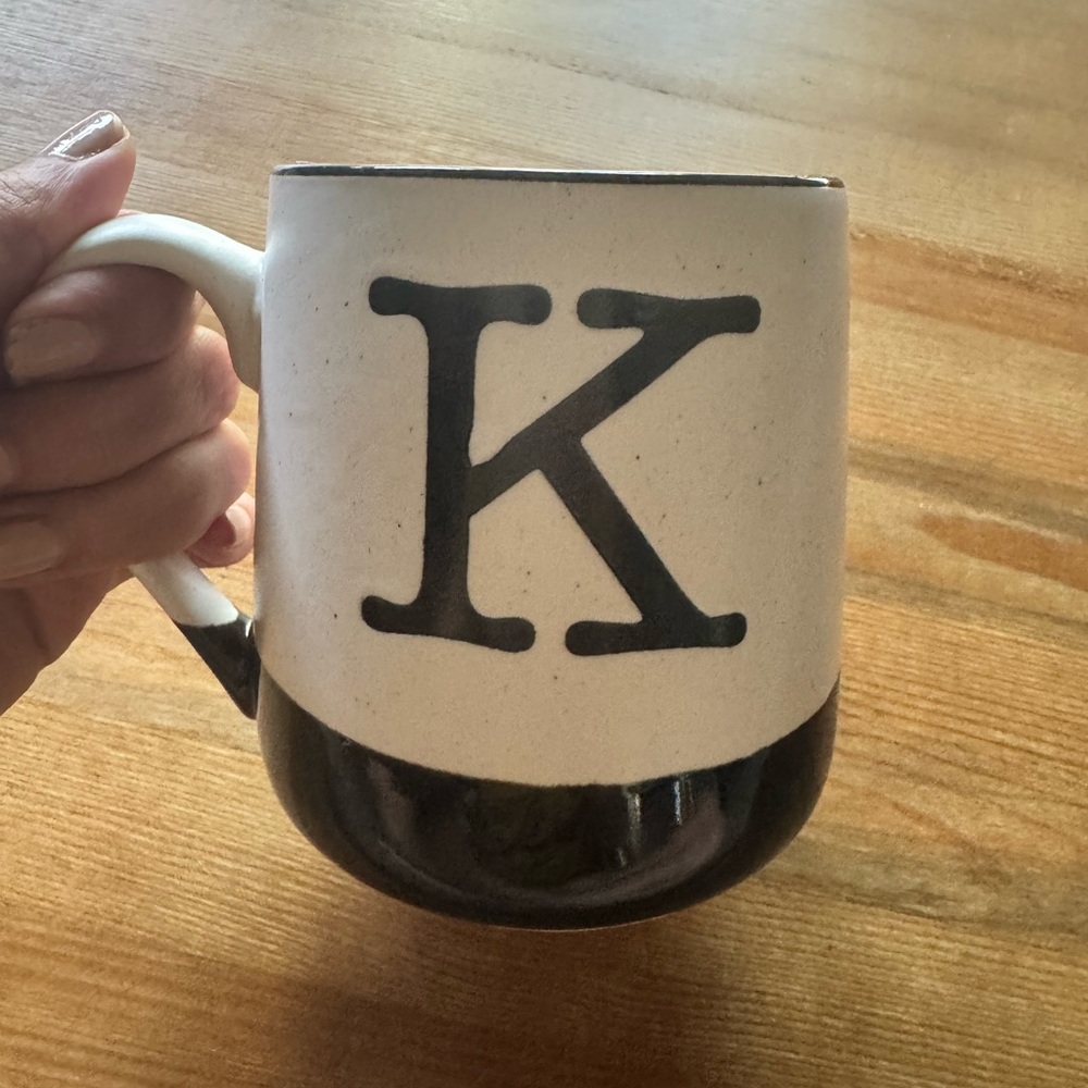 NWT Monogrammed Black and White K Mug